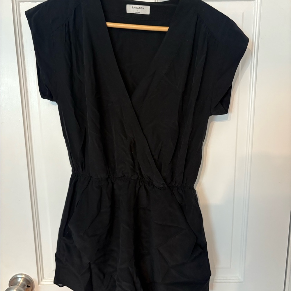 Aritzia Babaton Silk Black Romper
